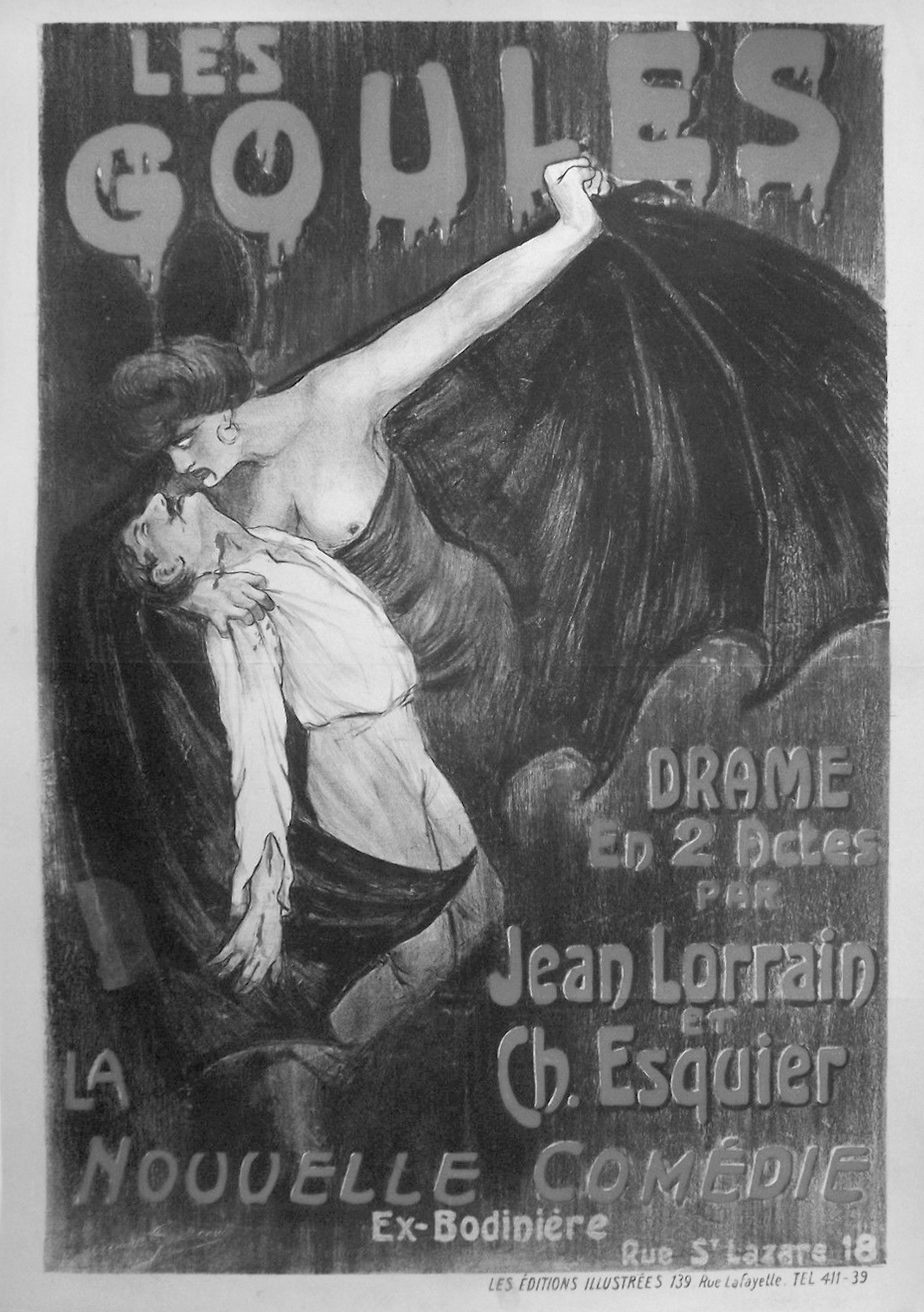 Affiche du Grand-Guignol,
Les Goules de Jean Lorrain et Ch. Esquier, s.d.