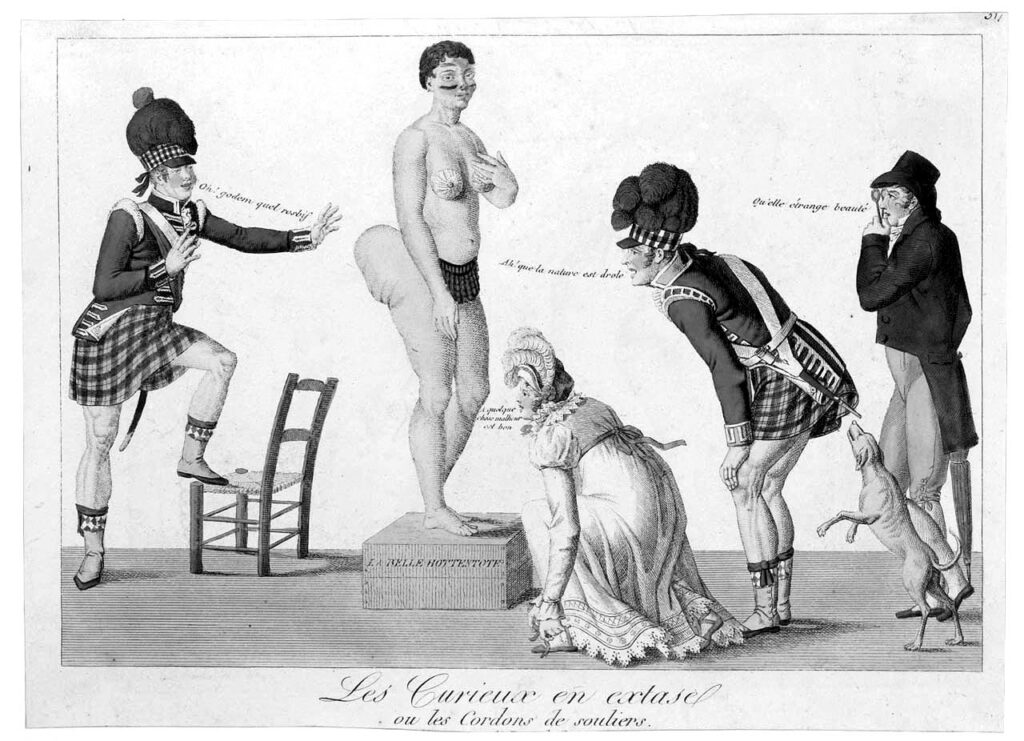 « Les Curieux en extase, ou les cordons de souliers ». Gravure imprimée par Louis-François Charon, Paris, vers 1815.
