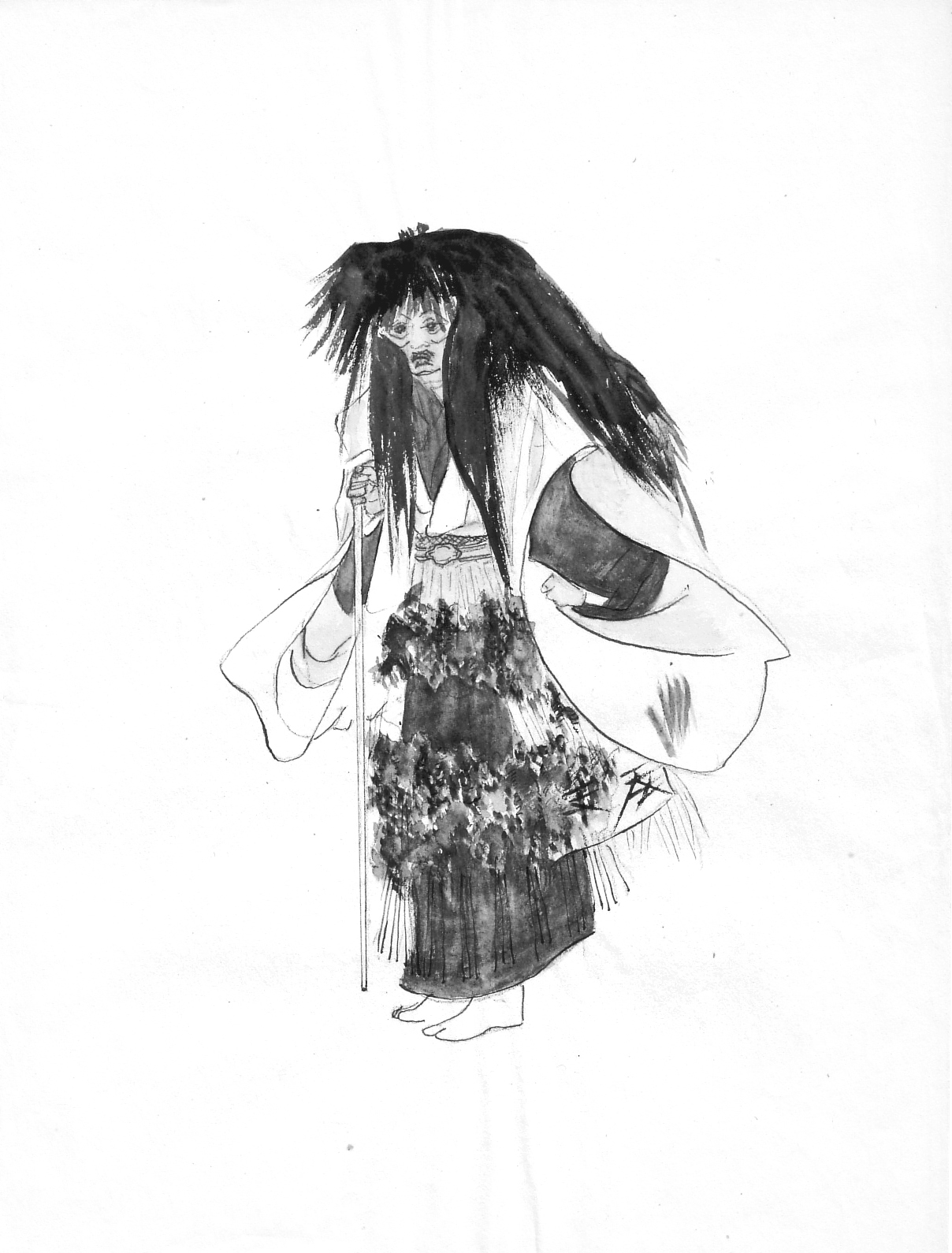 Illustrations de costumes et accessoires de théâtre Nô et Kabuki, que Suzanne Bing effectue dans les années trente à partir de documents du musée Guimet. Fonds privé de Suzanne Bing.
