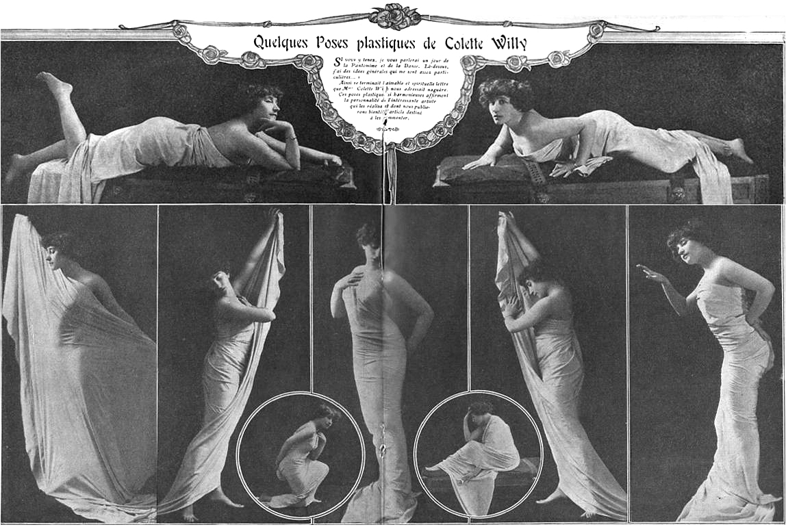 "Quelques poses plastiques de Colette Willy", Comoedia illustré, 1er avril 1909, p. 198-199