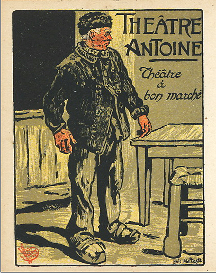 Carte postale publicitaire du Théâtre Antoine, lithographie, vers 1890. © SHT.