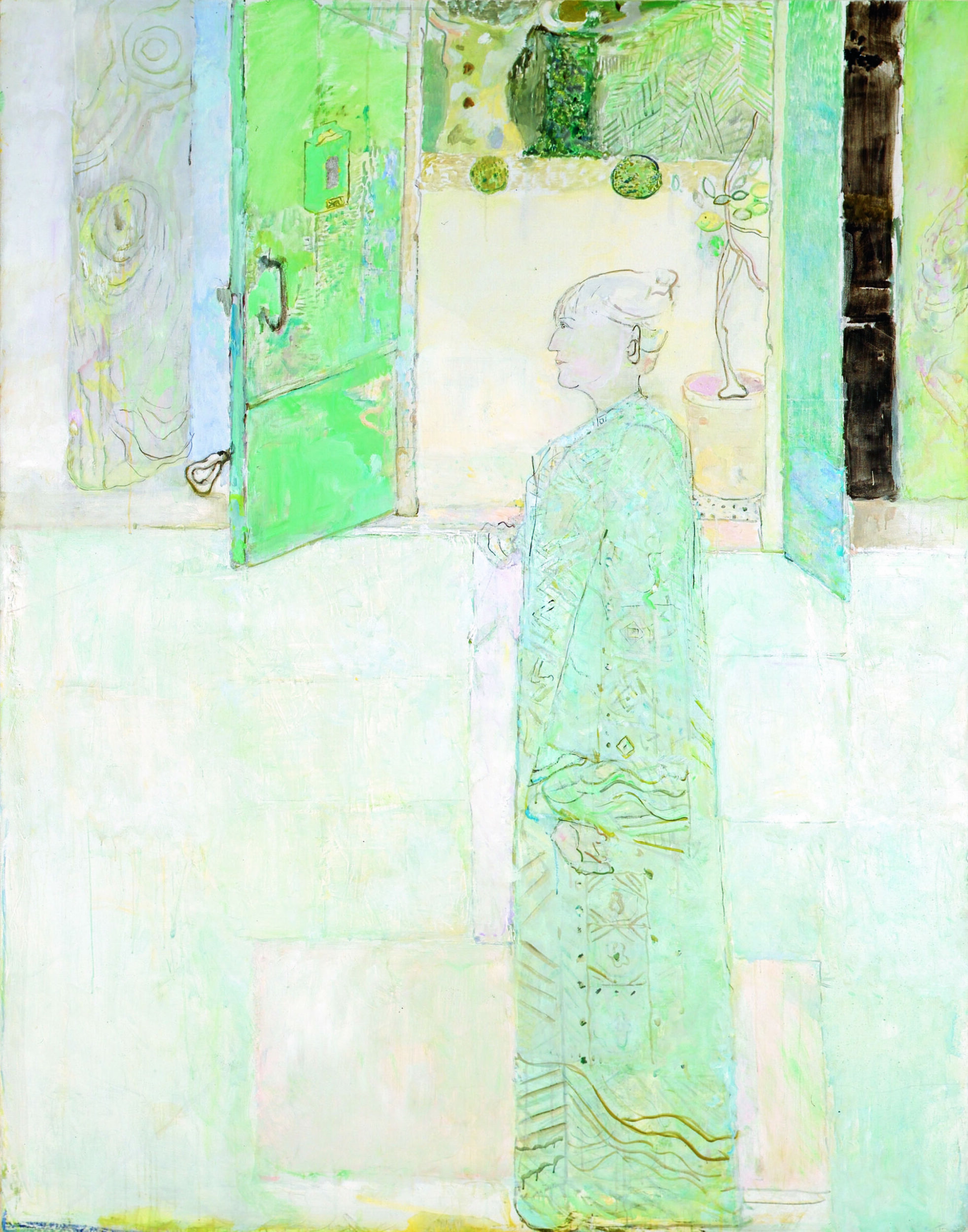 Pierre Lesieur, Michelle dans le grand salon, 1993, huile sur toile 180 × 140 cm