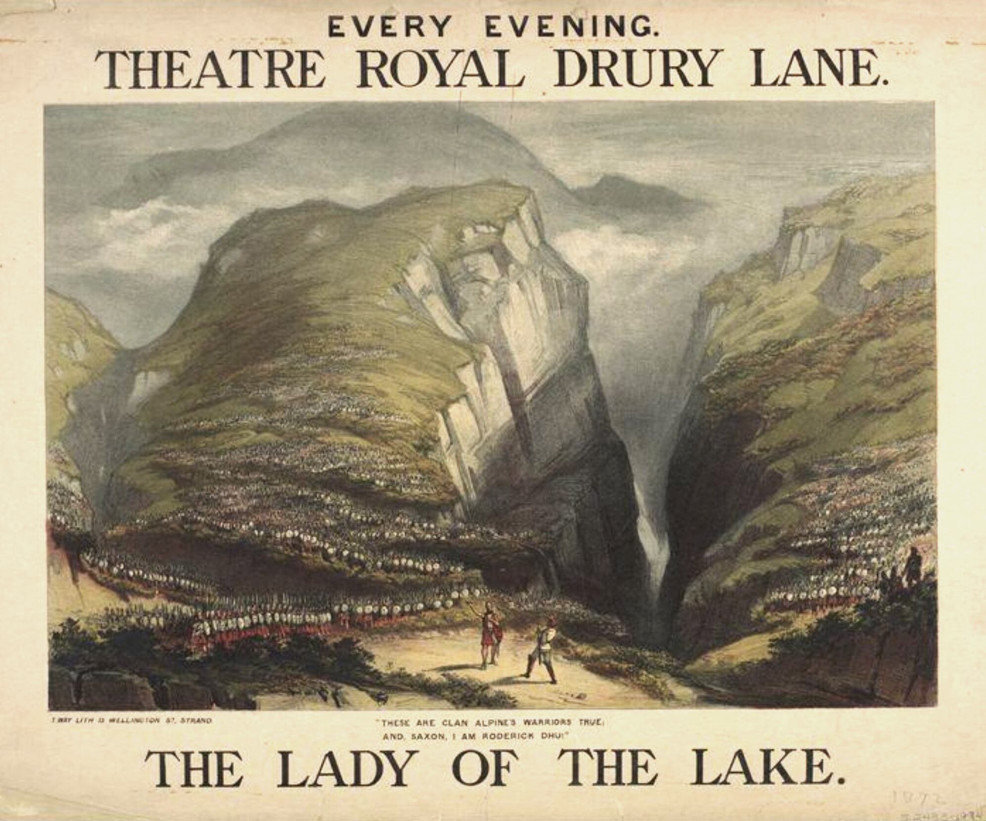 Affiche pour The Lady of the Lake, Drury Lane, circa 1872. Victoria and Albert Museum 