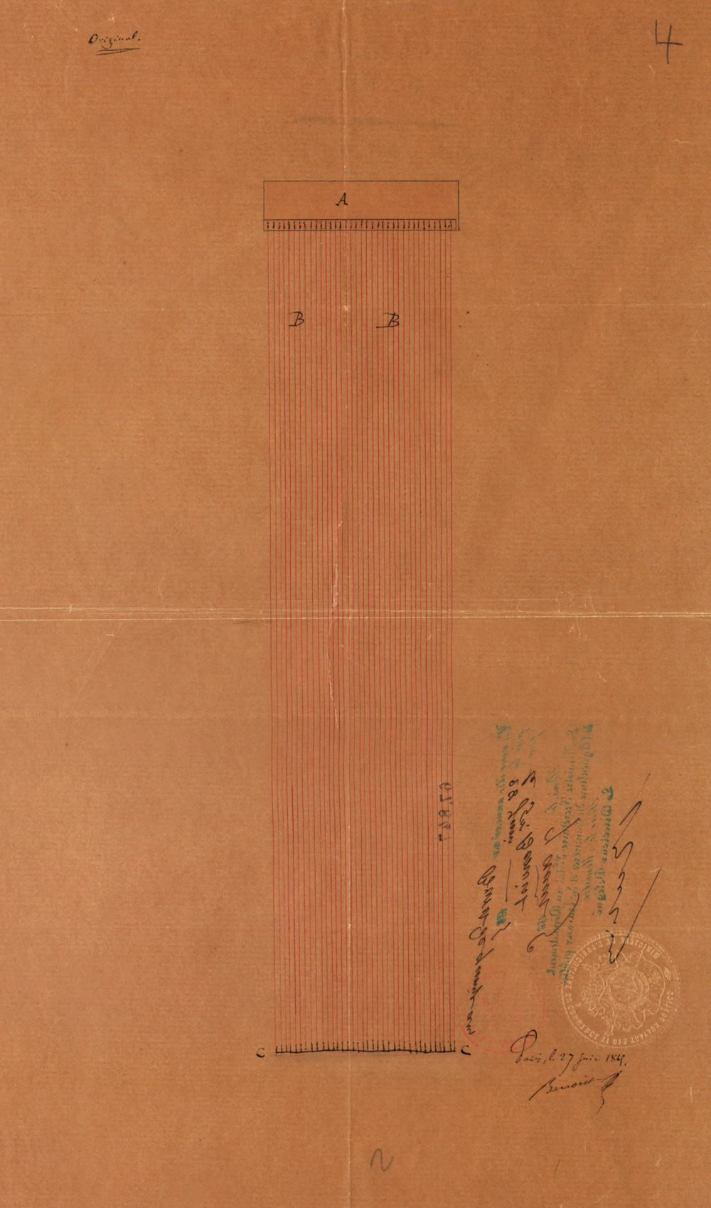 Appareil propre à produire, spécialement dans les théâtres, des effets hydrauliques et autres de ce genre. Brevet d'invention de Jean-Jacques-Constant BENOIST, rentier, Paris, rue des Lavandières-Sainte-Opportune, le 28 juin 1865