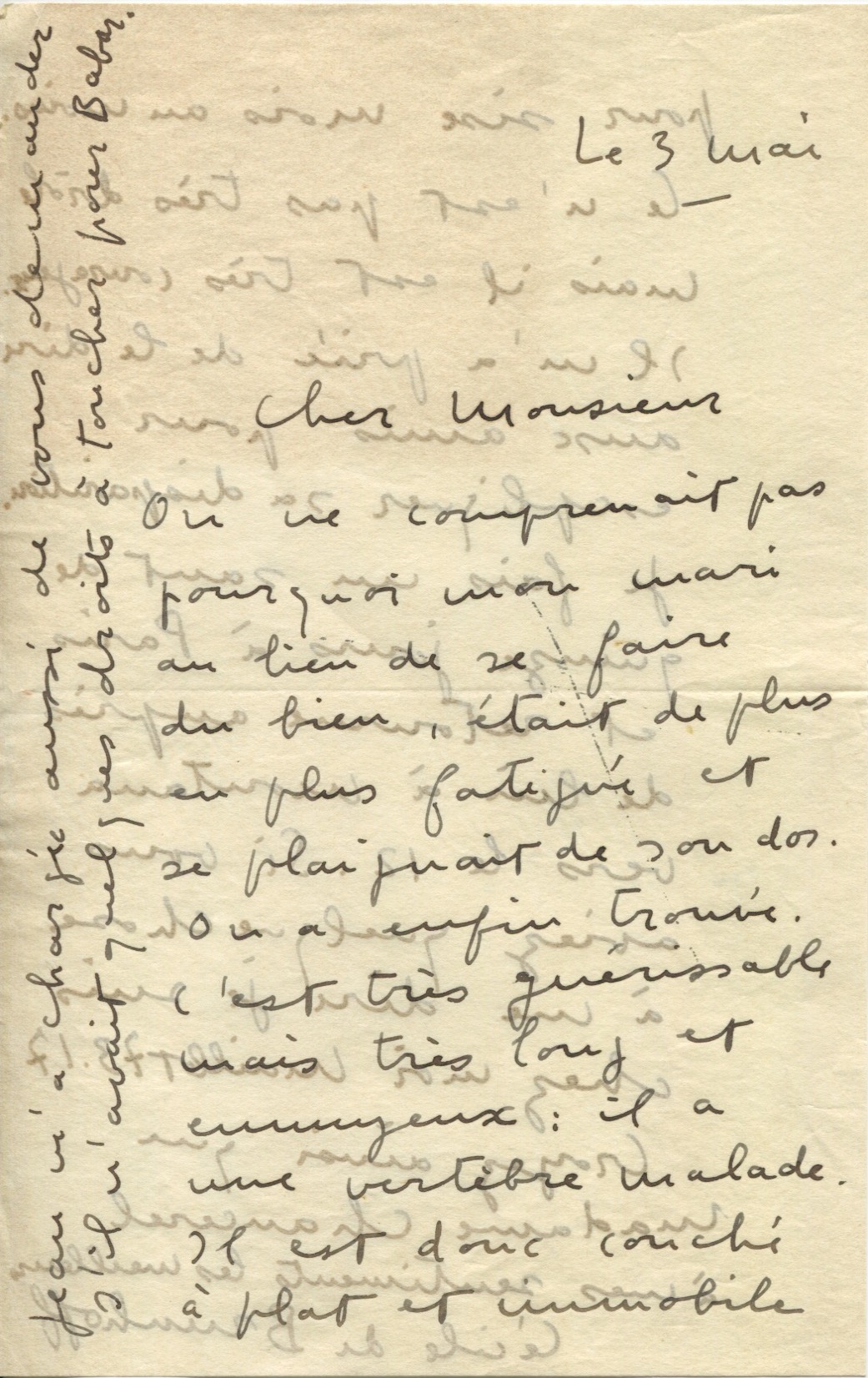 Lettre de Cécile de Brunhoff à Léon Chancerel, 3 mai [1936 ?], SHT, Fonds Léon Chancerel, Boîte BIV (1)