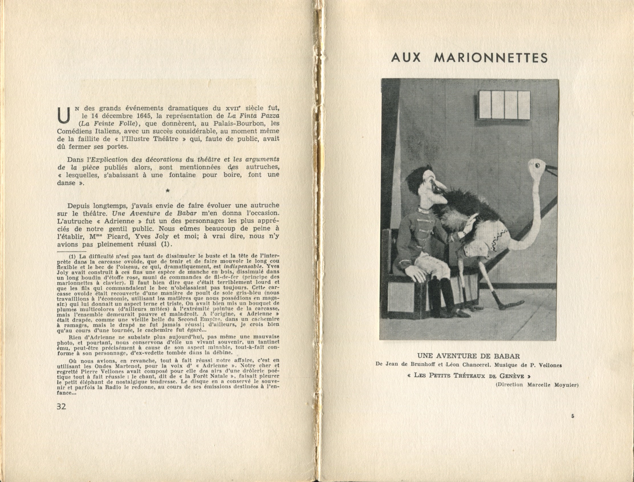Léon Chancerel, Les Animaux au Théâtre, Paris, Presses de l'Île de France, 1949, p. 32, collection privée