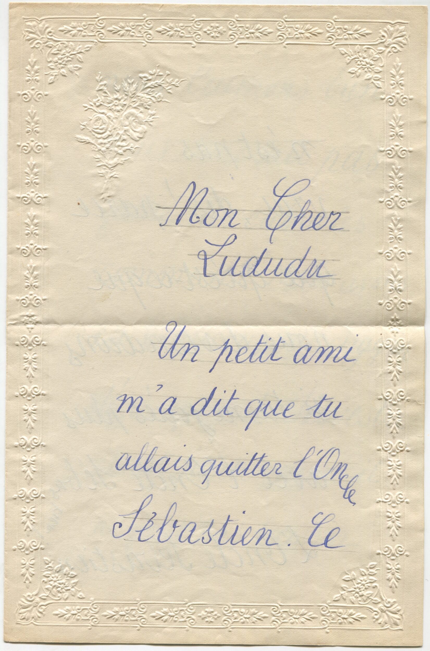 Lettre d'un jeune spectateur au sujet d'Une Aventure de Babar, s.d (1936 ?), SHT, Fonds Léon Chancerel, Boîte R48(3) (4)