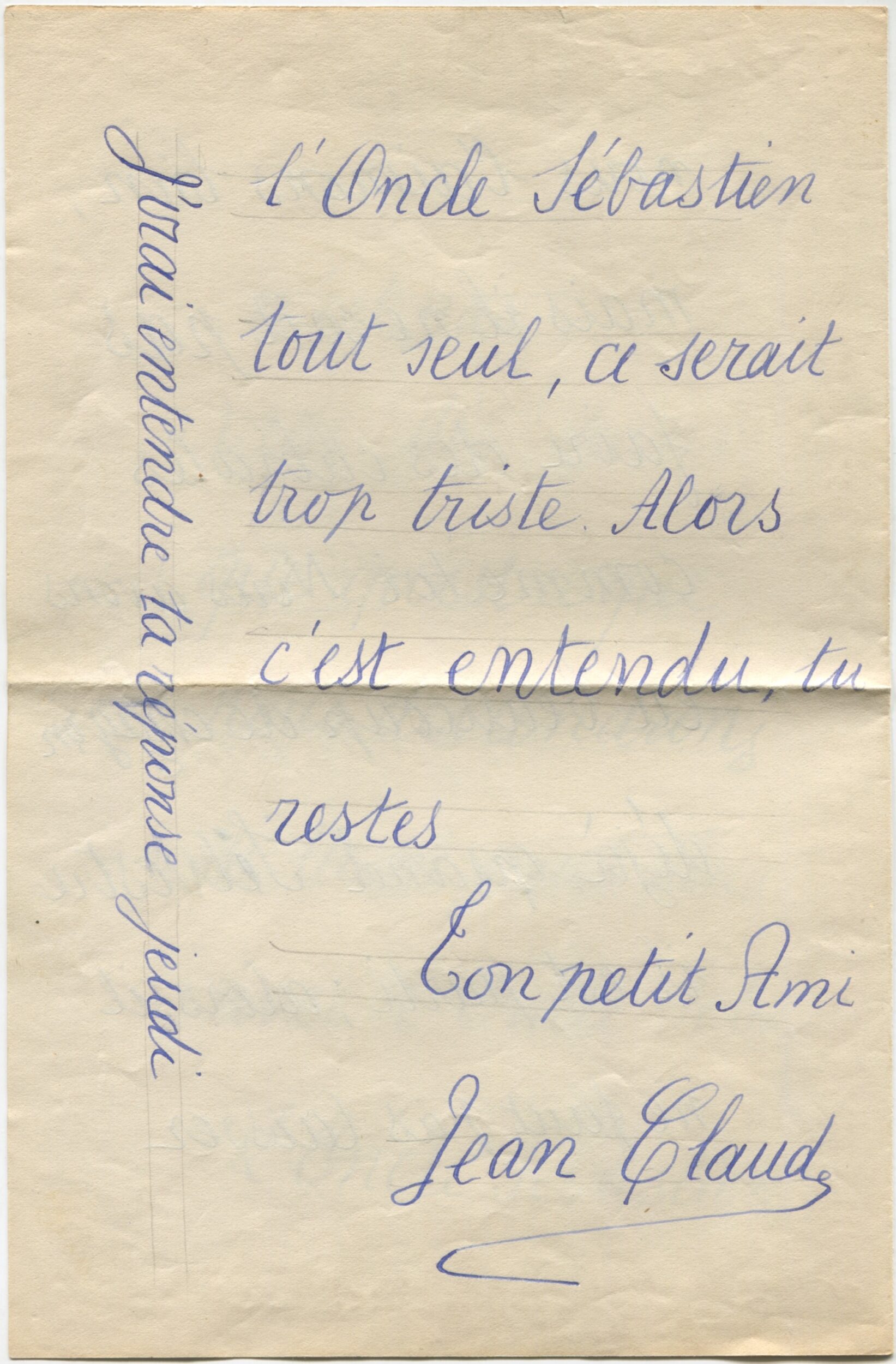 Lettre d'un jeune spectateur au sujet d'Une Aventure de Babar, s.d (1936 ?), SHT, Fonds Léon Chancerel, Boîte R48(3) (4)