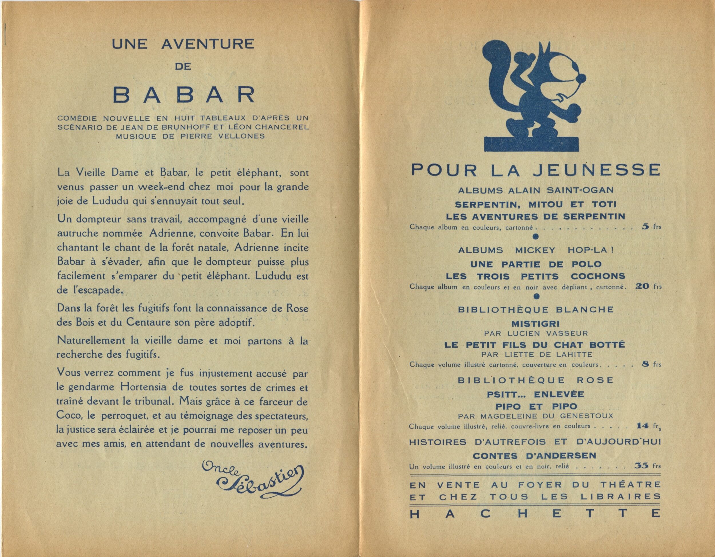 Dépliant Hachette, 1936, SHT, Fonds Léon Chancerel, Boîte BIV (1)