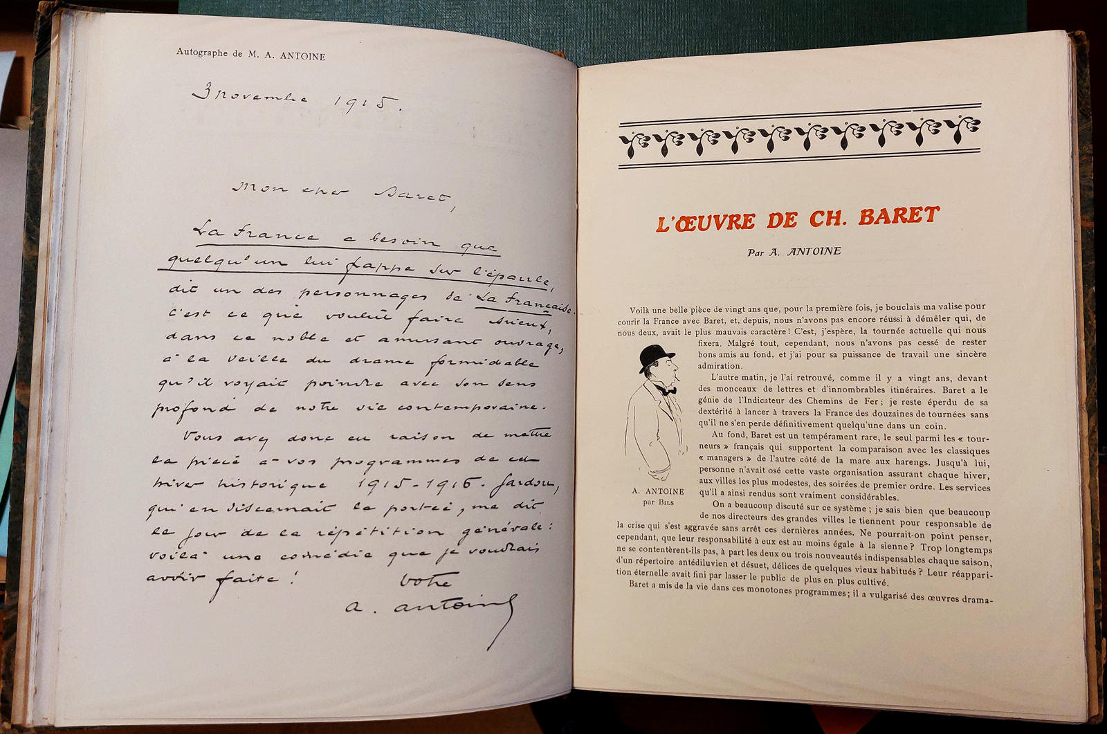 Livre d’or des tournées Charles Baret, vers 1917. BHVP